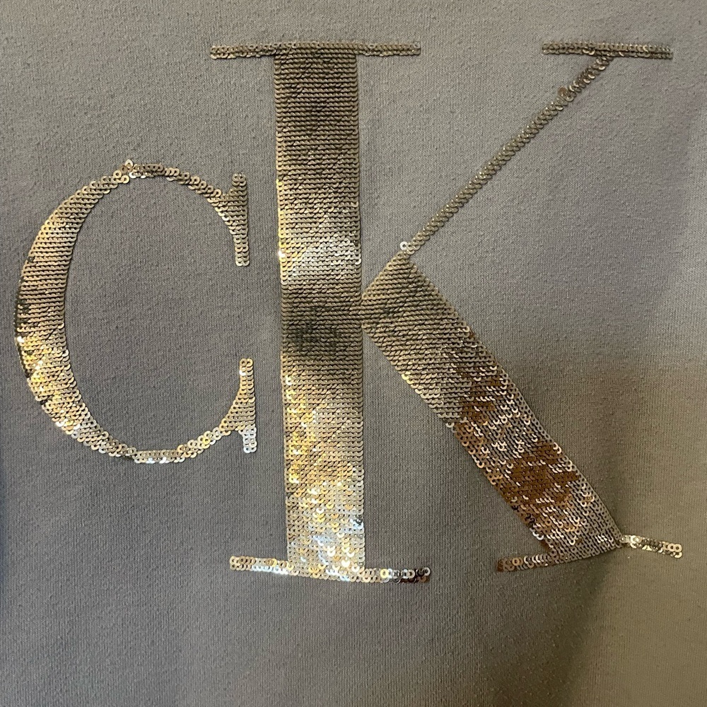 Calvin Klein Jeans Sky Blue Sweatshirt with Metallic Logo - Picture 2 of 6